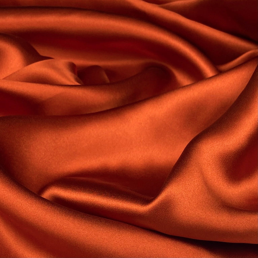 Mulberry Silk Charmeuse Satin - Rust Orange