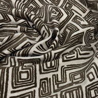 Patterned Flocked Linen Remnant - Beige/Brown