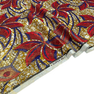 Metallic Super Wax African Printed Cotton - Red/Blue/Gold