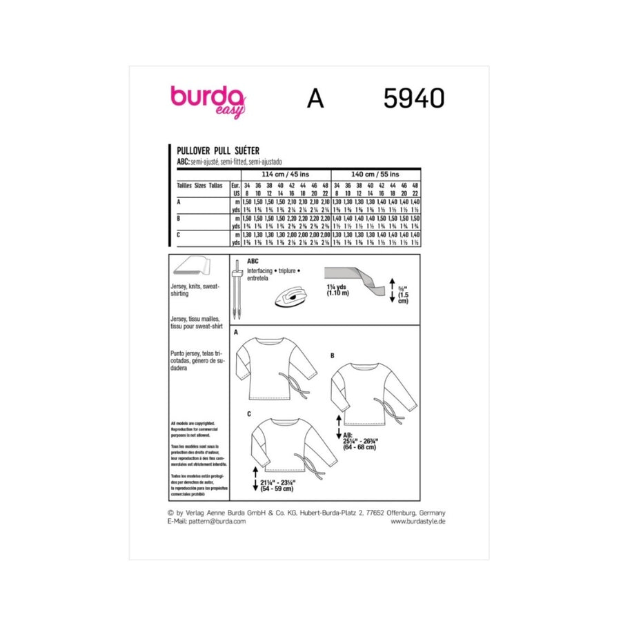 Burda Easy 5940 - Top Sewing Pattern