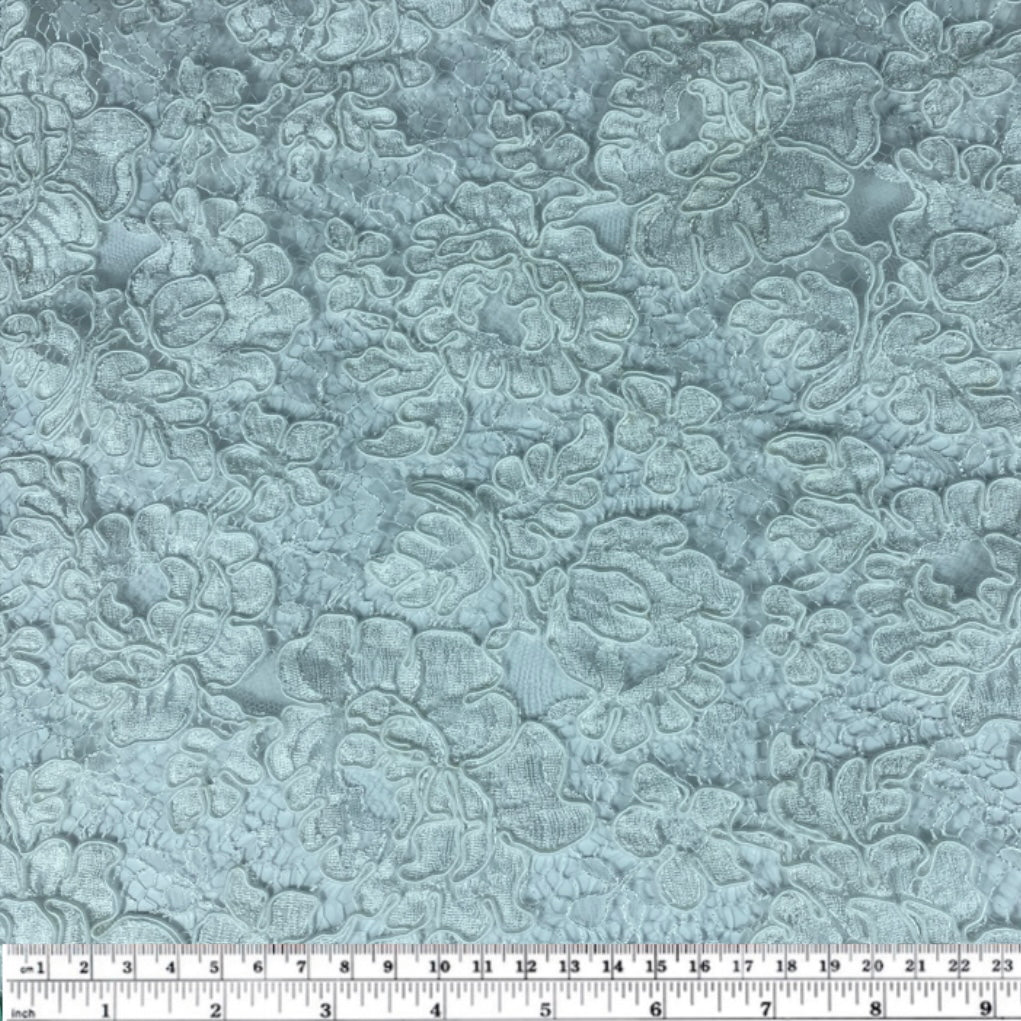 Corded French Lace with Finished Scalloped Eyelash Edge - Remnant - White