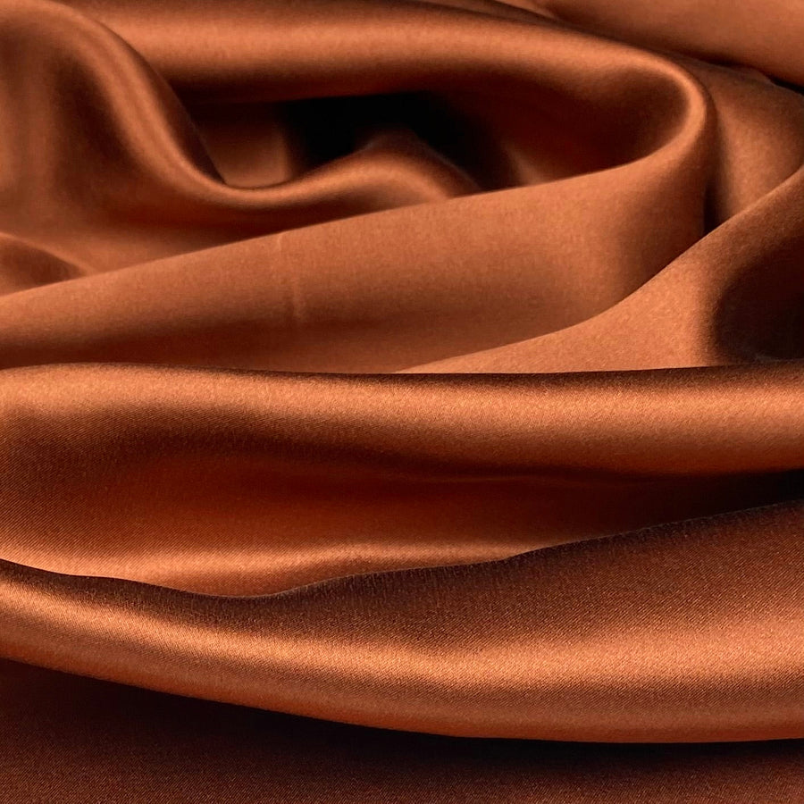 Mulberry Silk Charmeuse Satin - Deep Copper