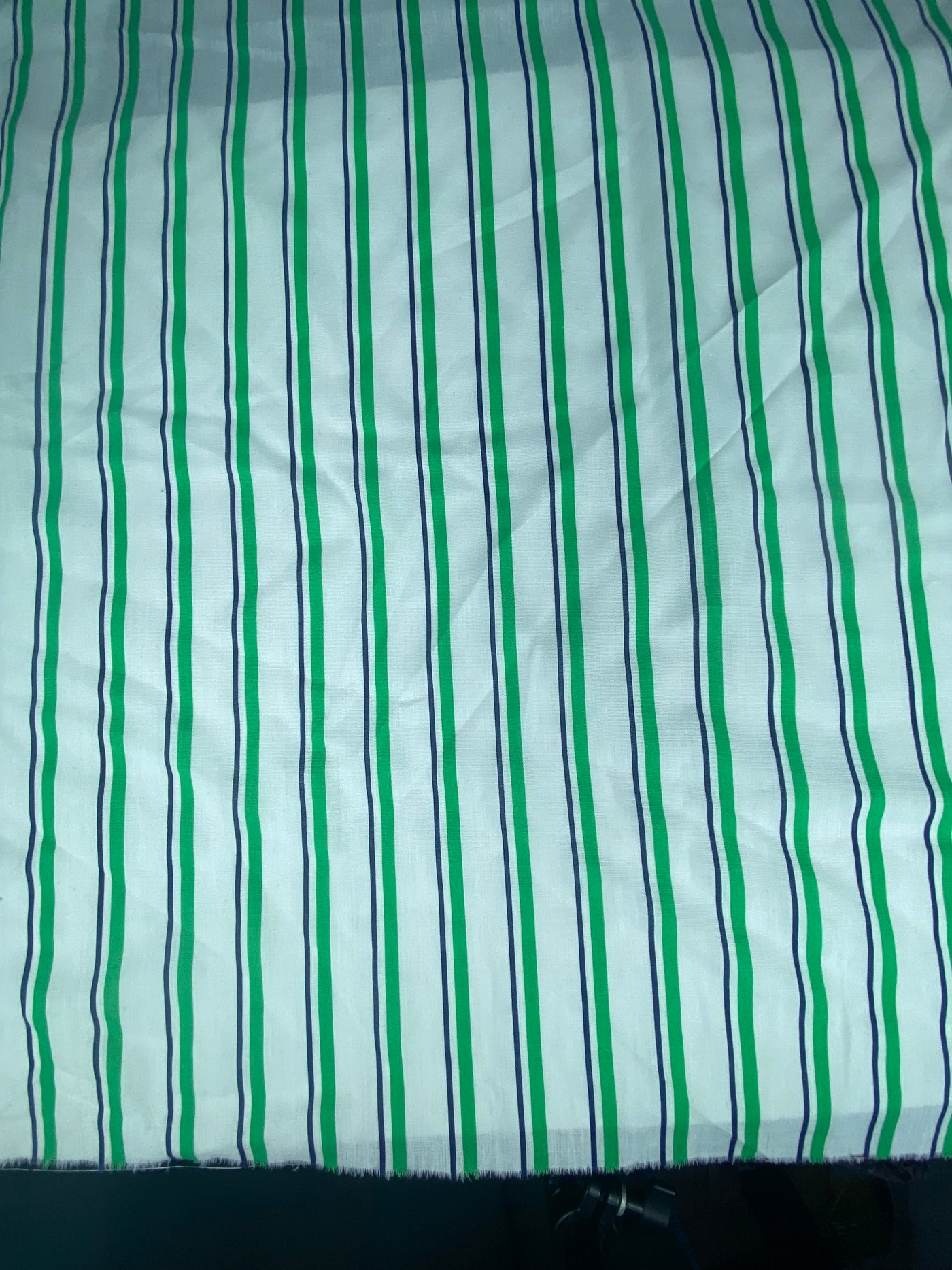Striped Lightweight Cotton - White/Green/Navy