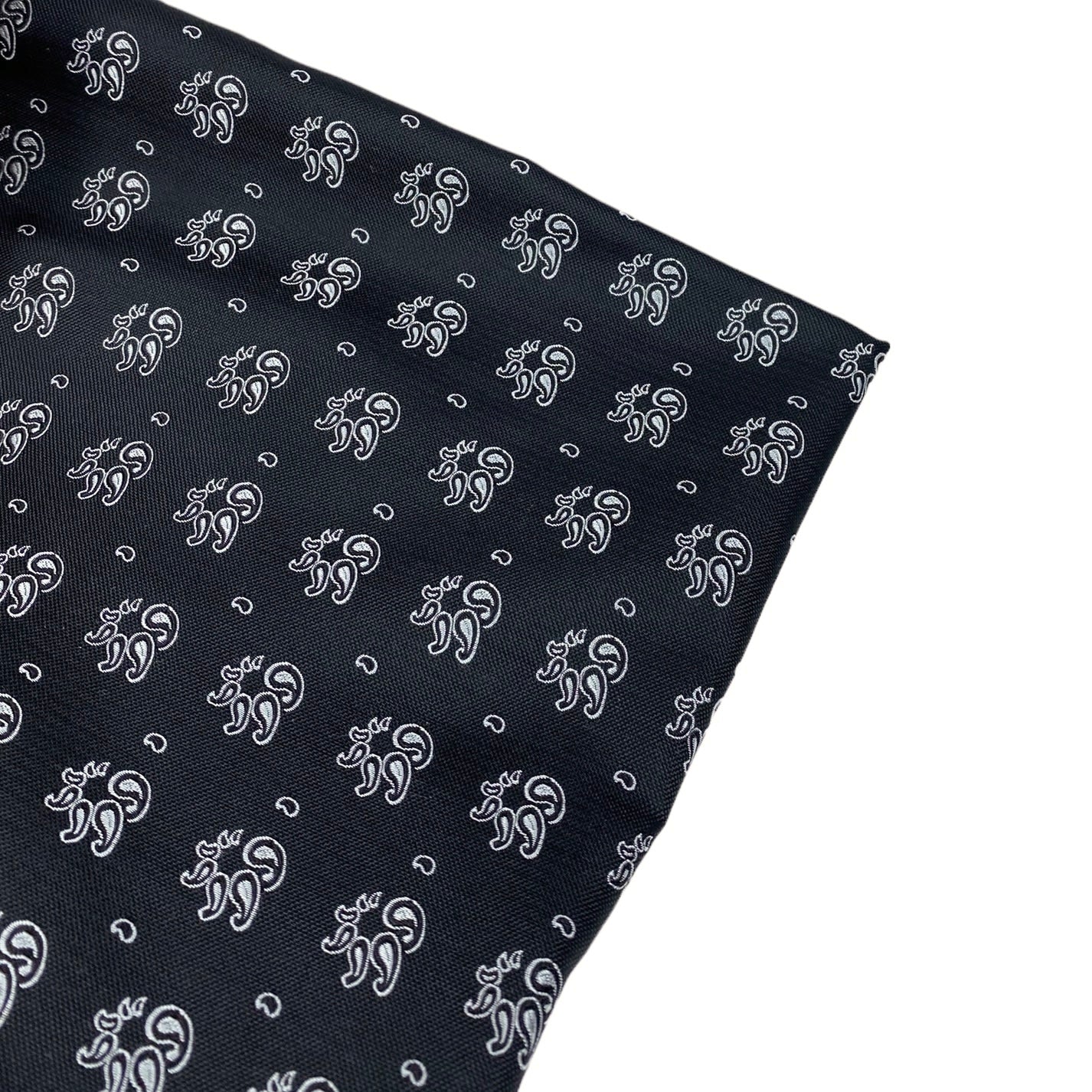 Silk Paisley Jacquard Remnant - Black/White