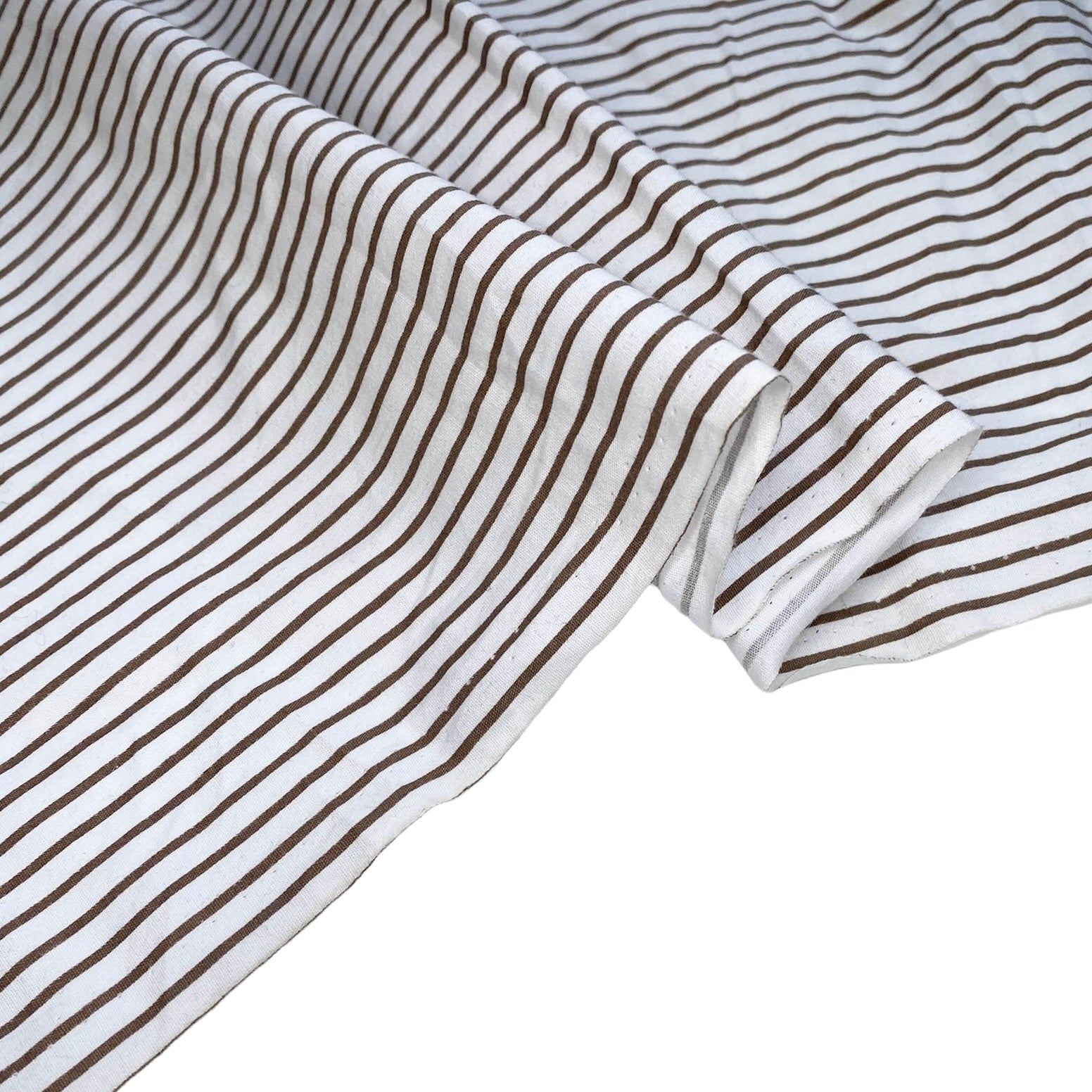 Striped Printed Cotton - White/Brown
