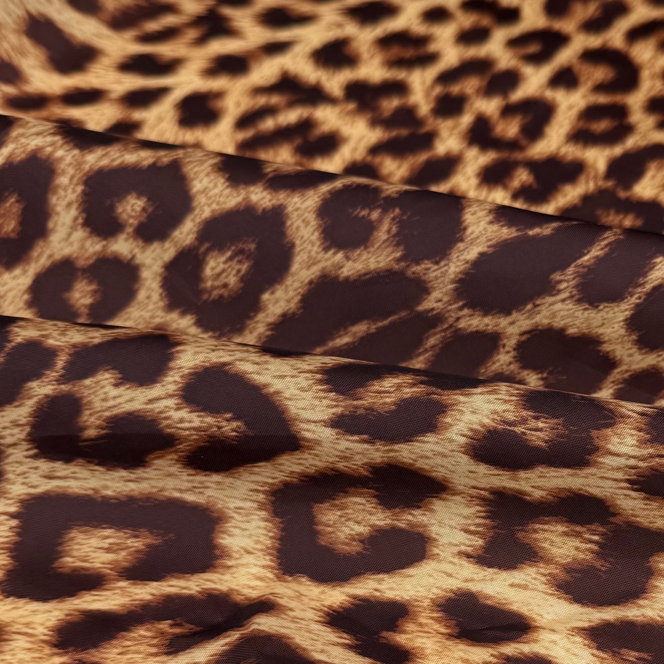 Cheetah Printed Polyester Nylon Lining - Brown