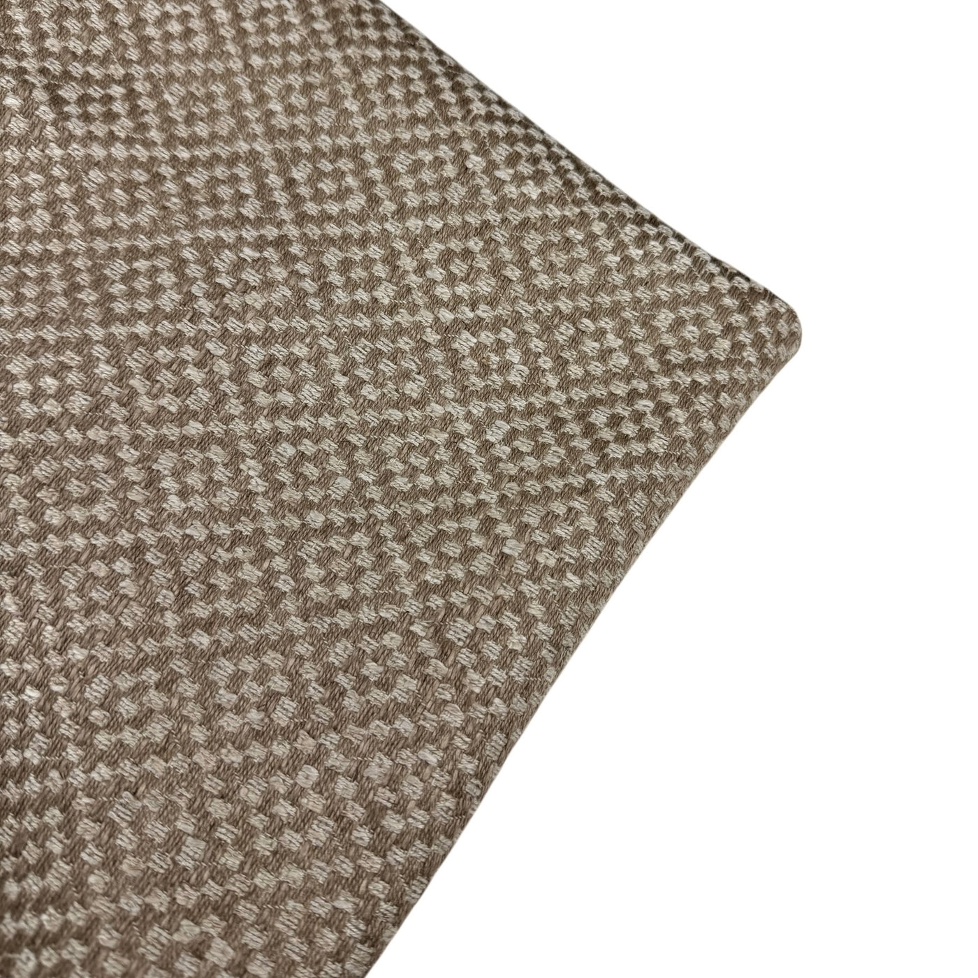 Woven Diamond Patterned Cotton Upholstery Remnant - Beige