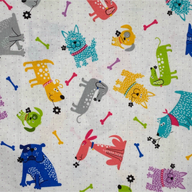Quilting Cotton Remnant - Dogs Love Bones