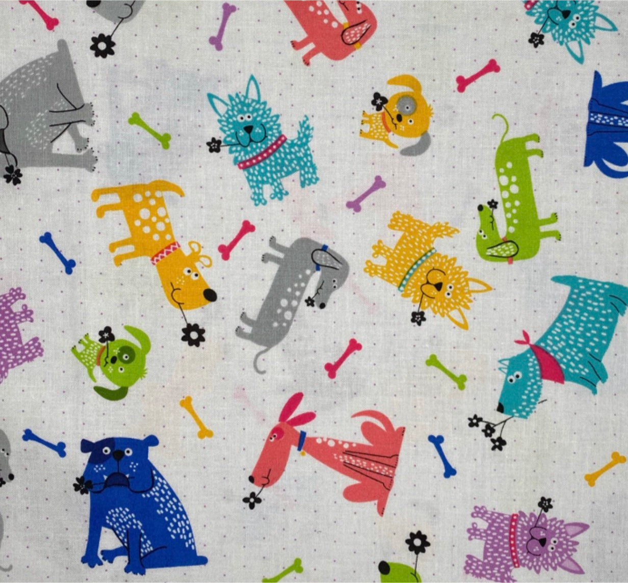 Quilting Cotton Remnant - Dogs Love Bones