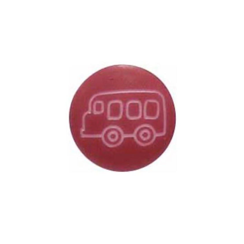 Novelty Shank Button - Bus - Red - 14mm - 3 count