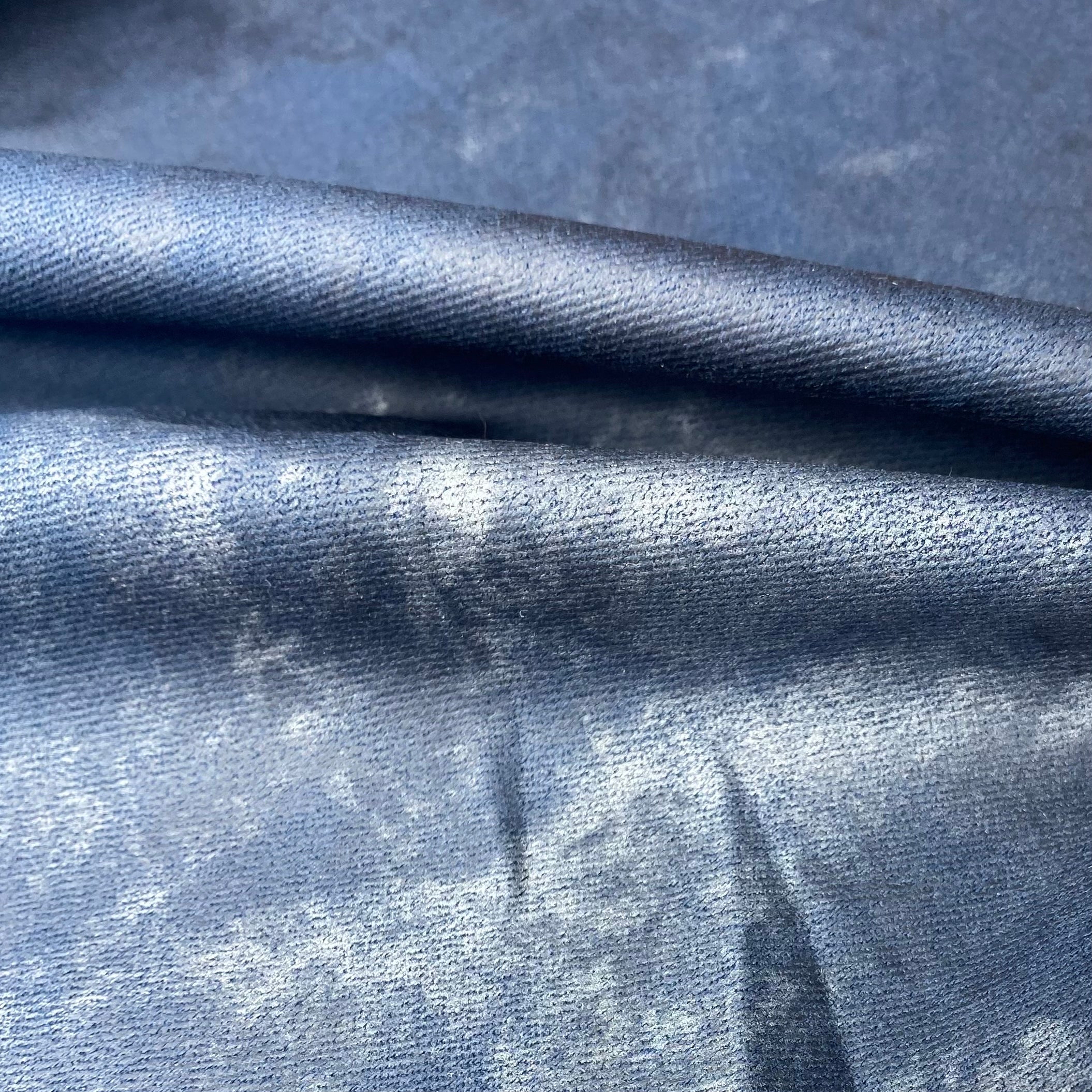 Distressed Coated Stretch Twill Canvas - Navy