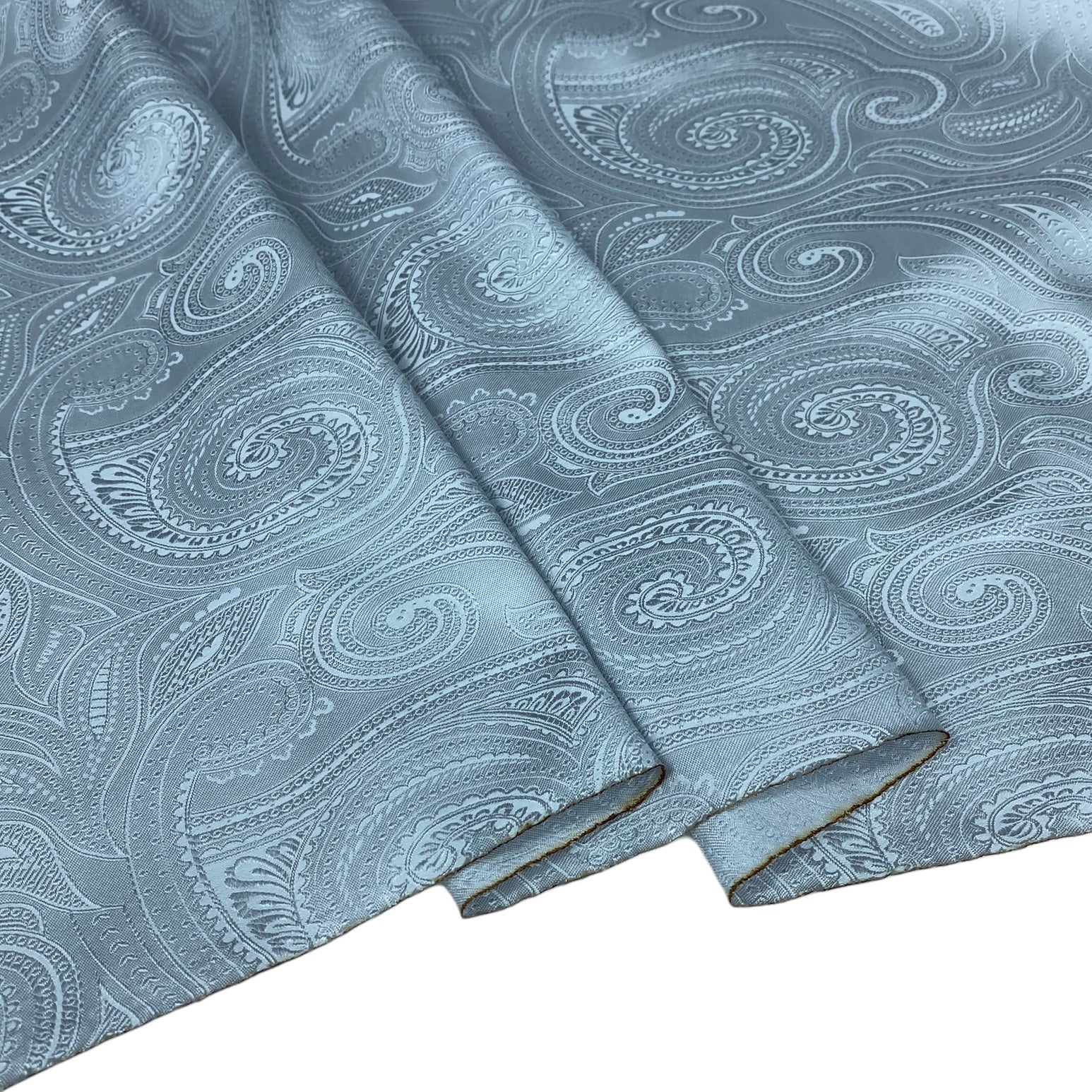 Paisley Silk/Polyester Jacquard - Light Grey - Remnant