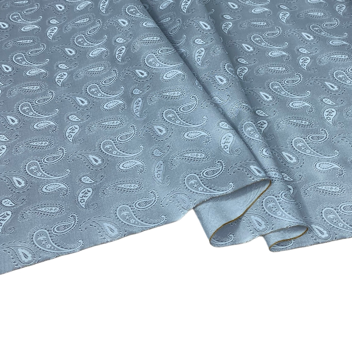 Paisley Silk/Polyester Jacquard - Light Grey - Remnant