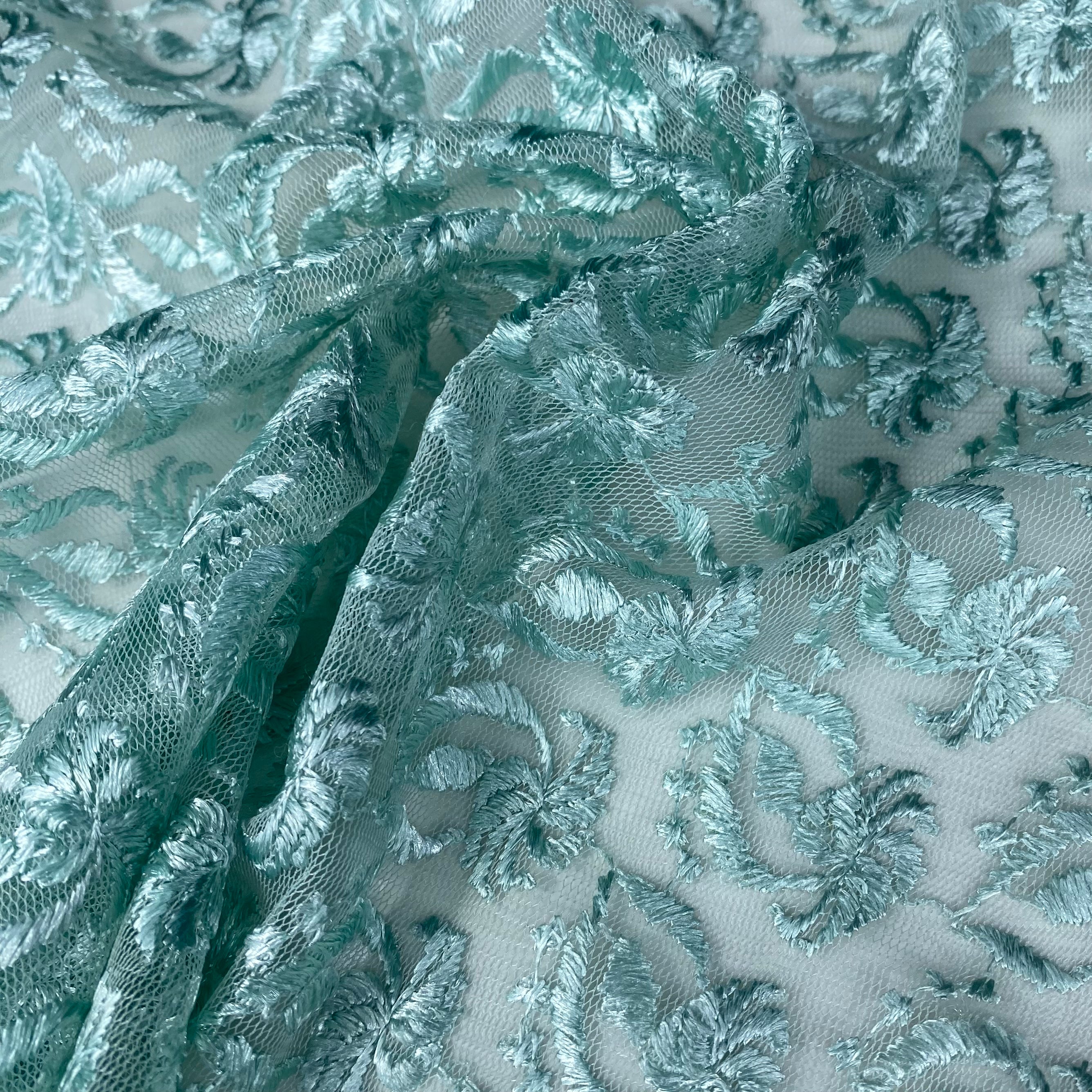 Embroidered Mesh - Mint Green
