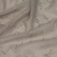 Floral Embroidered Polyester Georgette - Beige