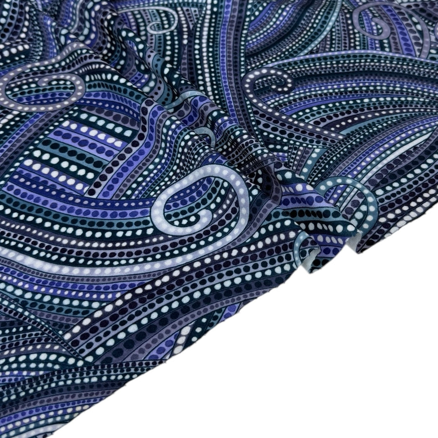 Printed Stretch Polyester Knit - Blue/Purple/White