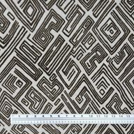 Patterned Flocked Linen Remnant - Beige/Brown