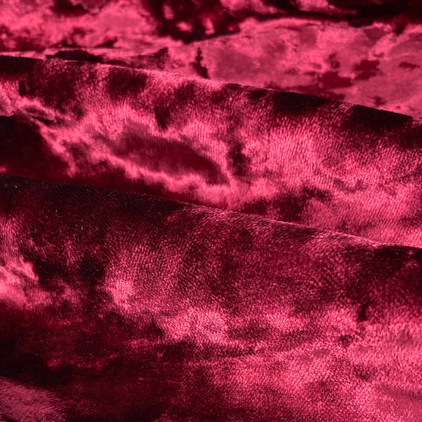 Crushed Velvet Upholstery - Designer Remnant - Red