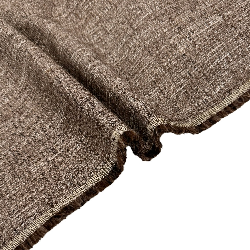 Woven Upholstery Remnant - Brown/White