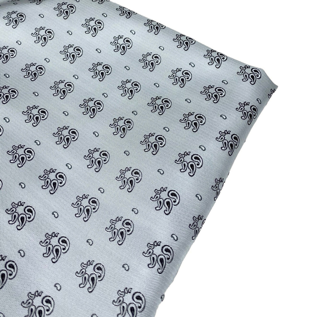 Silk Paisley Jacquard Remnant - White/Black