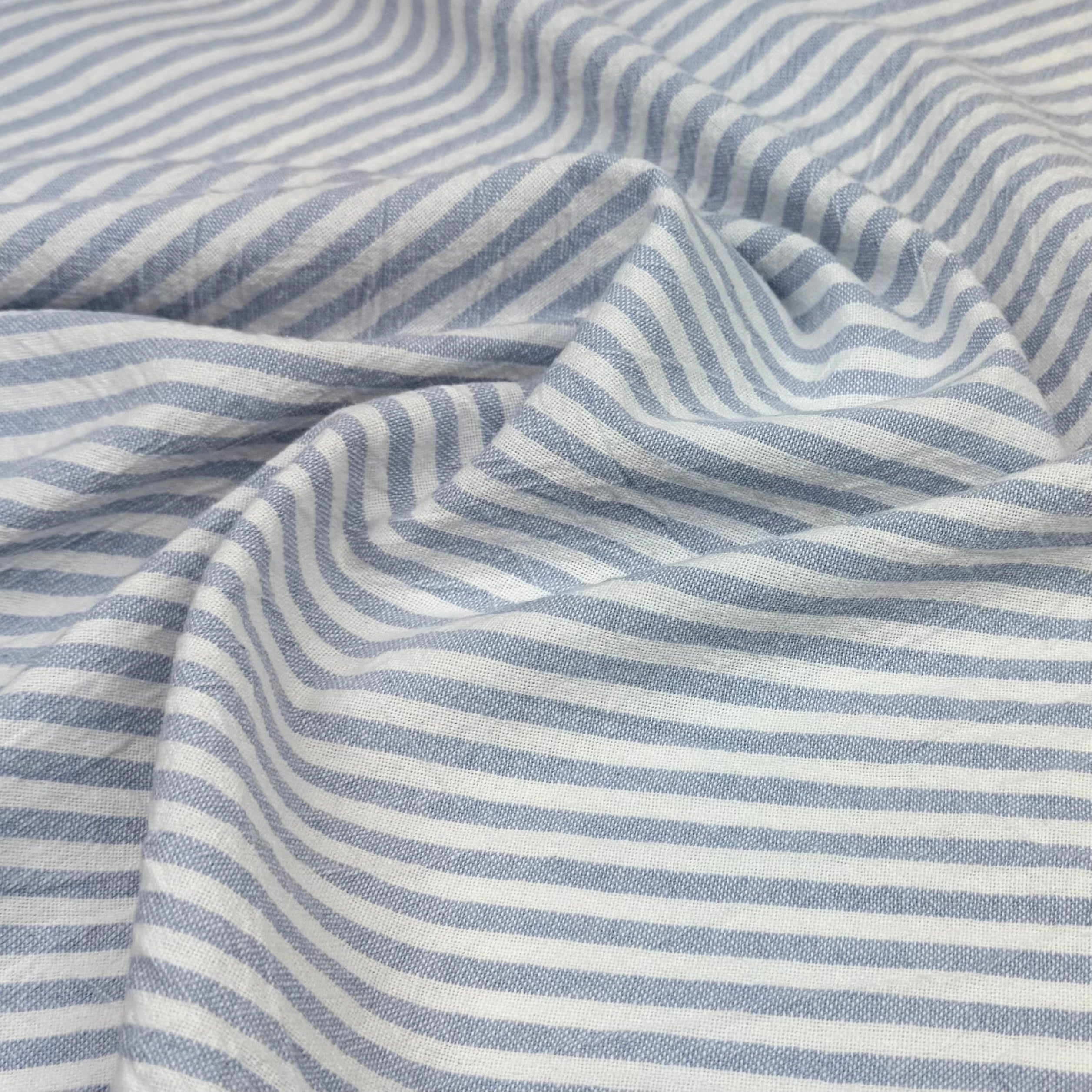 Striped Organic Cotton - Powder Blue/White