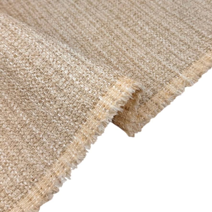 Woven Chenille Upholstery Remnant - Heathered Beige