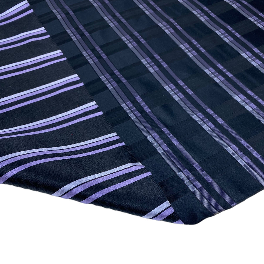 Plaid Silk/Polyester - Black / Purple - Remnant