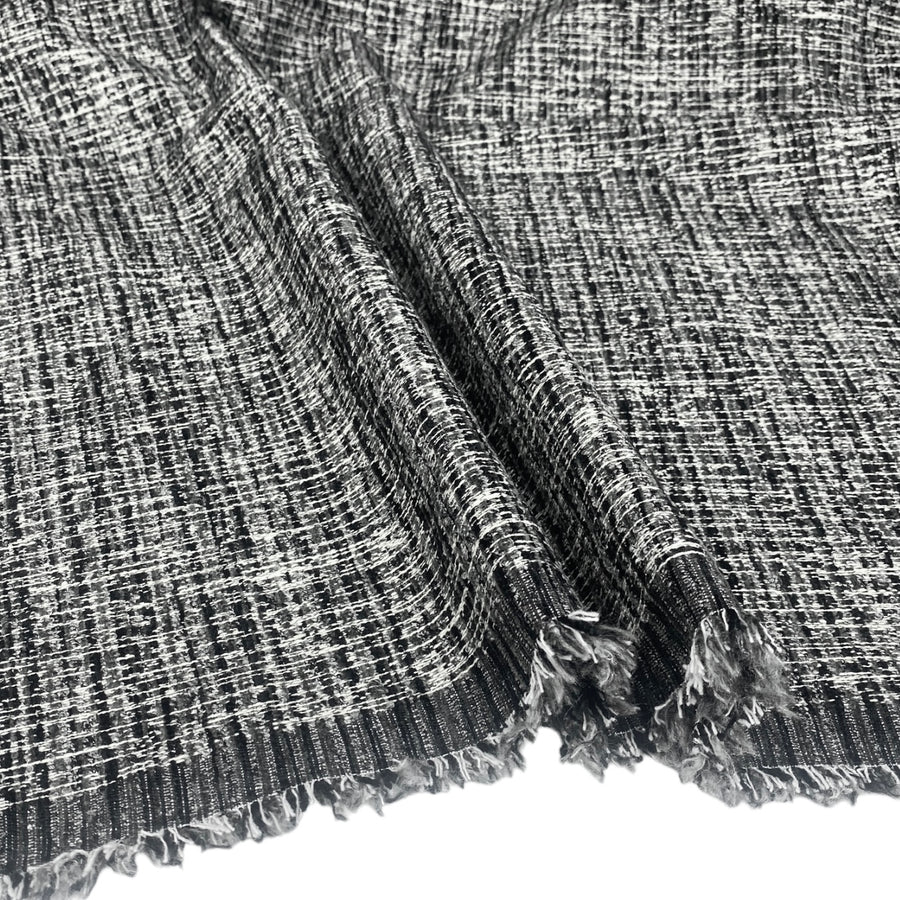 Patterned Upholstery Remnant  - White/Black/Grey