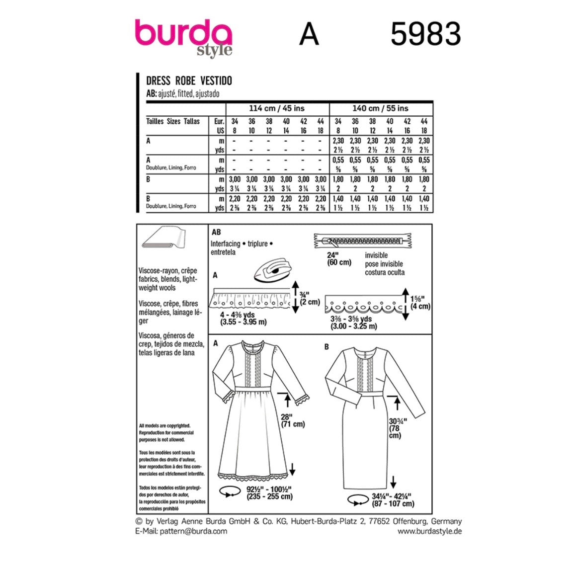 Burda Style 5983 - Dress Sewing Pattern