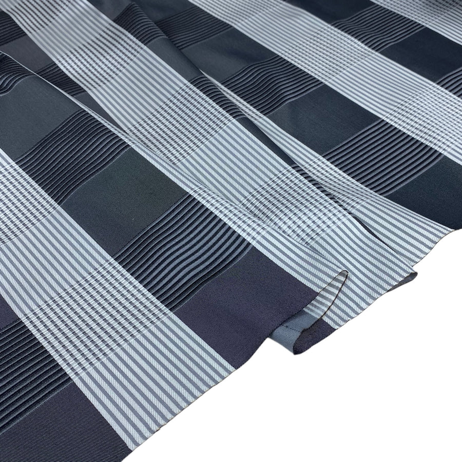 Plaid Silk/Polyester - Grey  / Black / White - Remnant