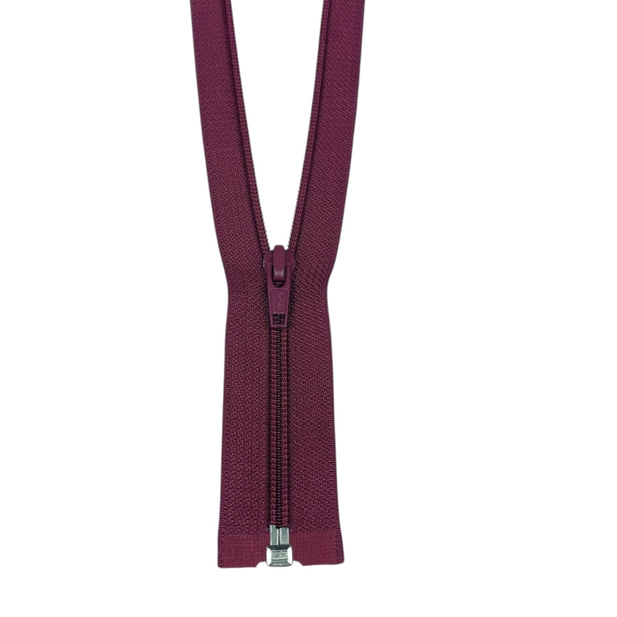 Open-Ended Nylon Coil 11” Zipper - Burgundy