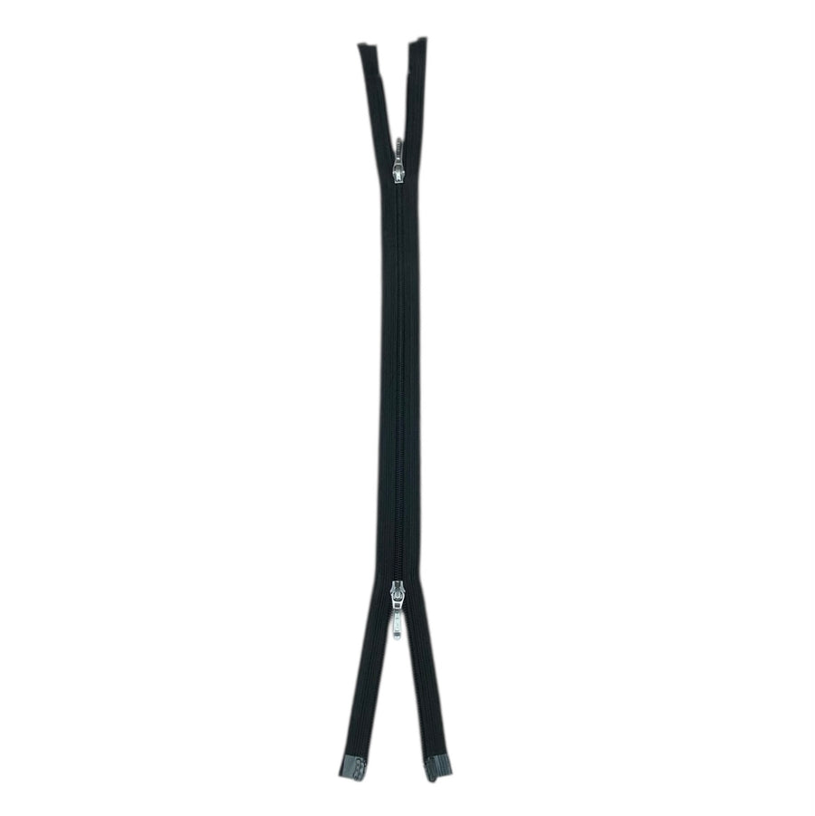 Two Way Opened-End 16” YKK Zipper - Black/Silver