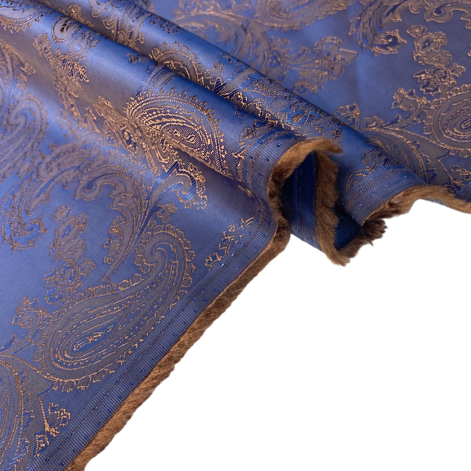 Two Tone Paisley Jacquard Lining - Blue/Brown