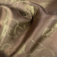 Two Toned Patterned Lining - Chains/Crowns - Brown/Gold