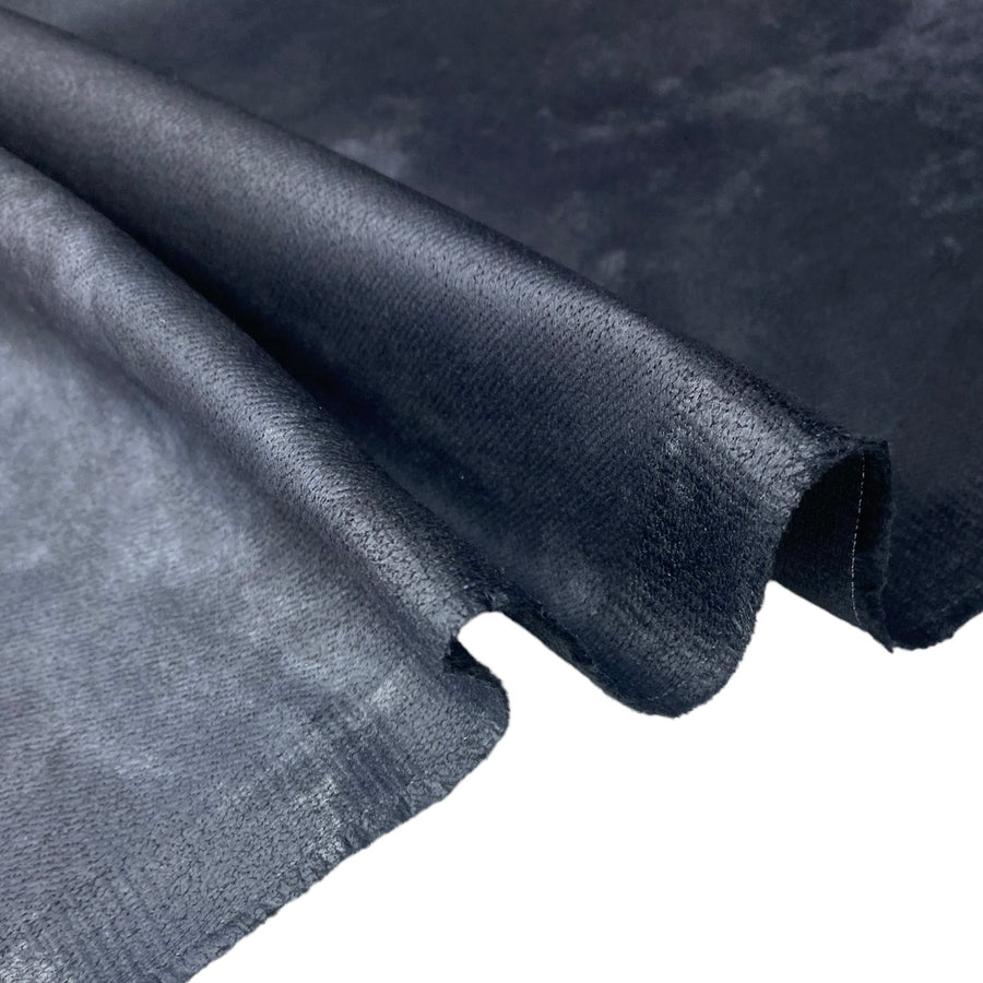 Distressed Coated Stretch Twill Canvas - Black