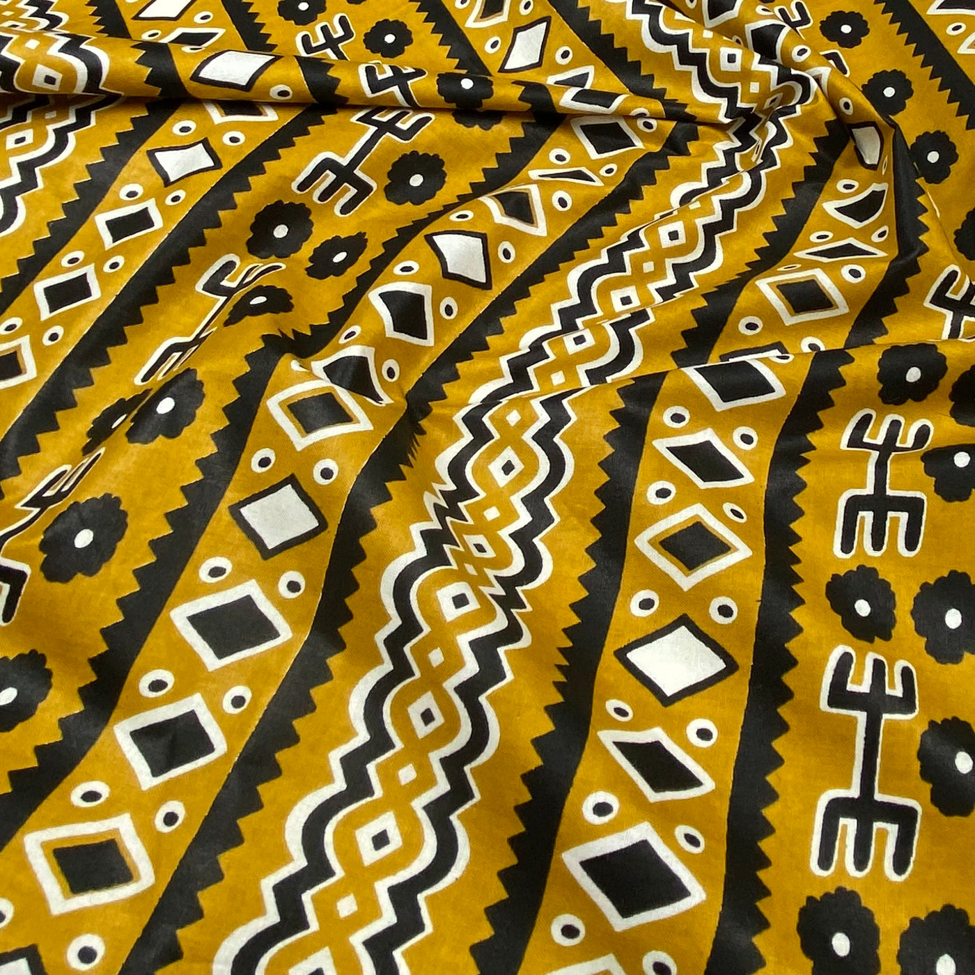 Super Wax African Printed Cotton - Striped - Gold/Black