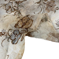 Beaded Floral Printed Crinkled Organza - Remnant - Brown