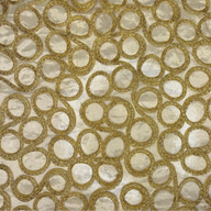 Embroidered Silk Organza - Circles - Gold