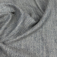 Woven Diamond Patterned Cotton Upholstery Remnant - White/Blue
