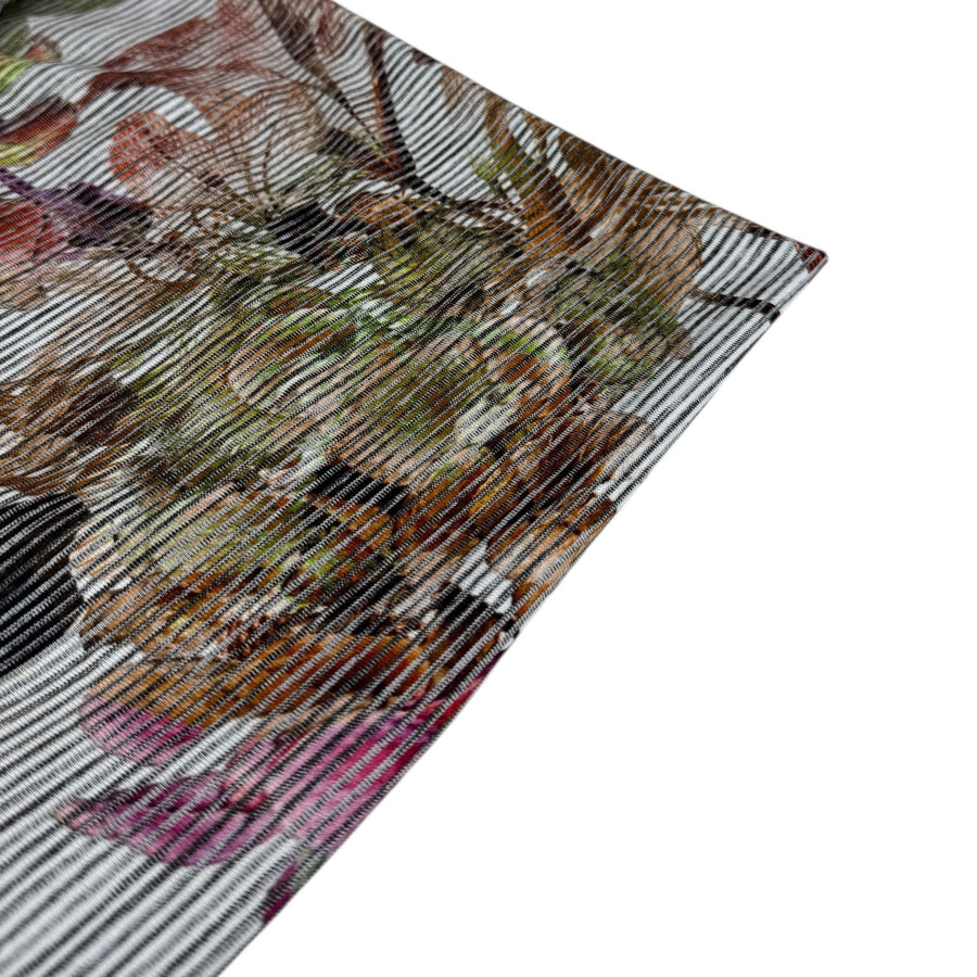 Striped Floral Printed Nylon Jersey - Grey/White/Green/Pink