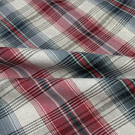 Plaid Cotton Blend Upholstery Remnant - Red/White/Blue