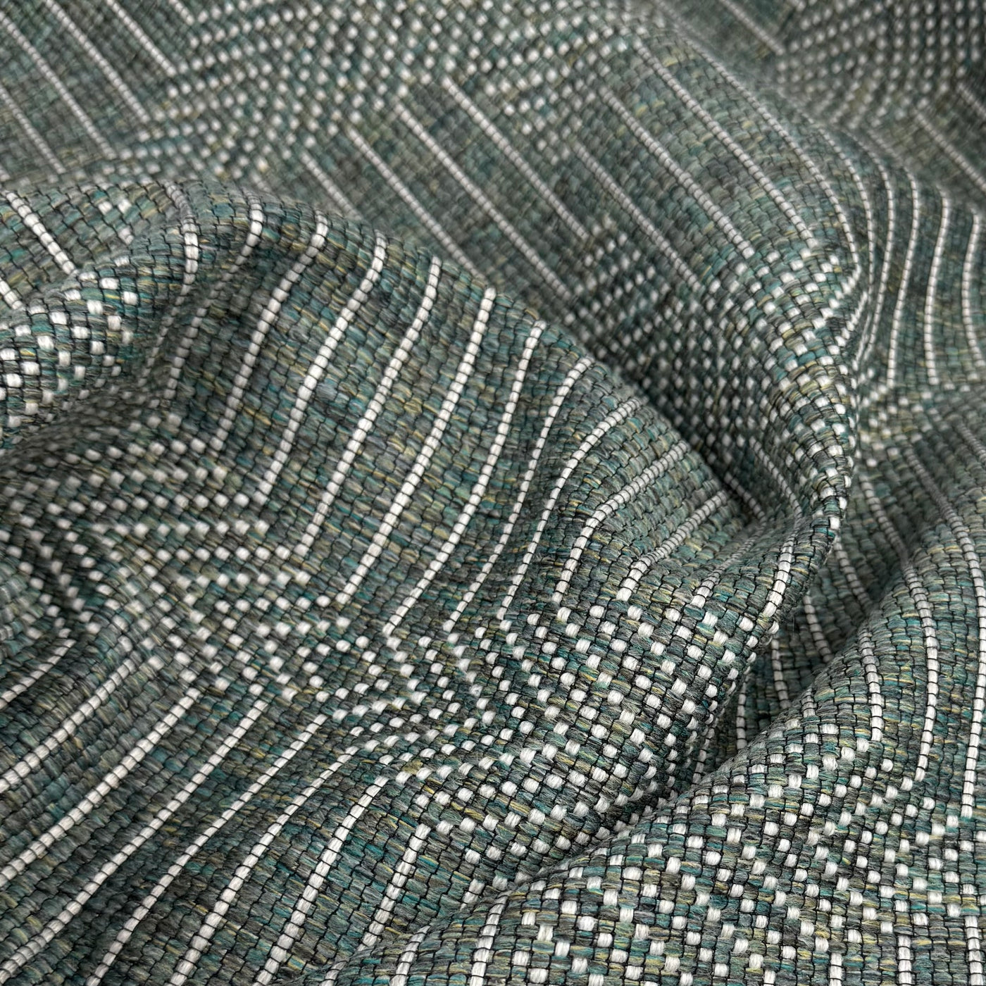 Patterned Upholstery Remnant - Turquoise/Grey/Green/White