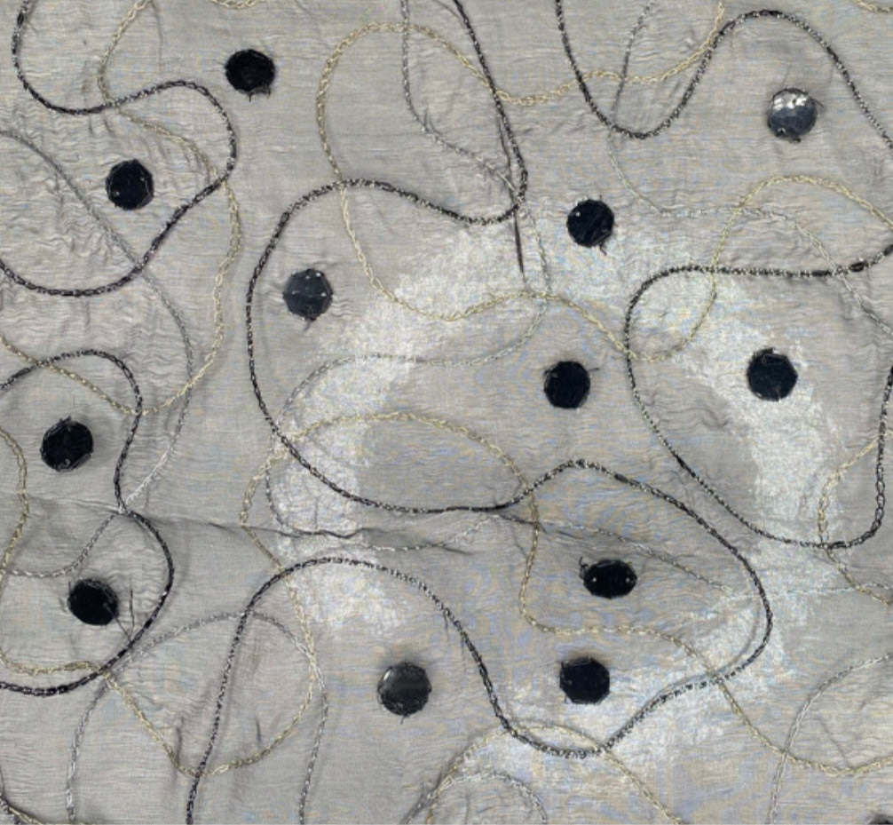 Embroidered Sequin Silk Organza - Black
