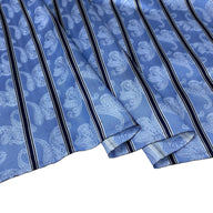 Striped Paisley Silk/Polyester Jacquard - Light Blue / White / Navy - Remnant