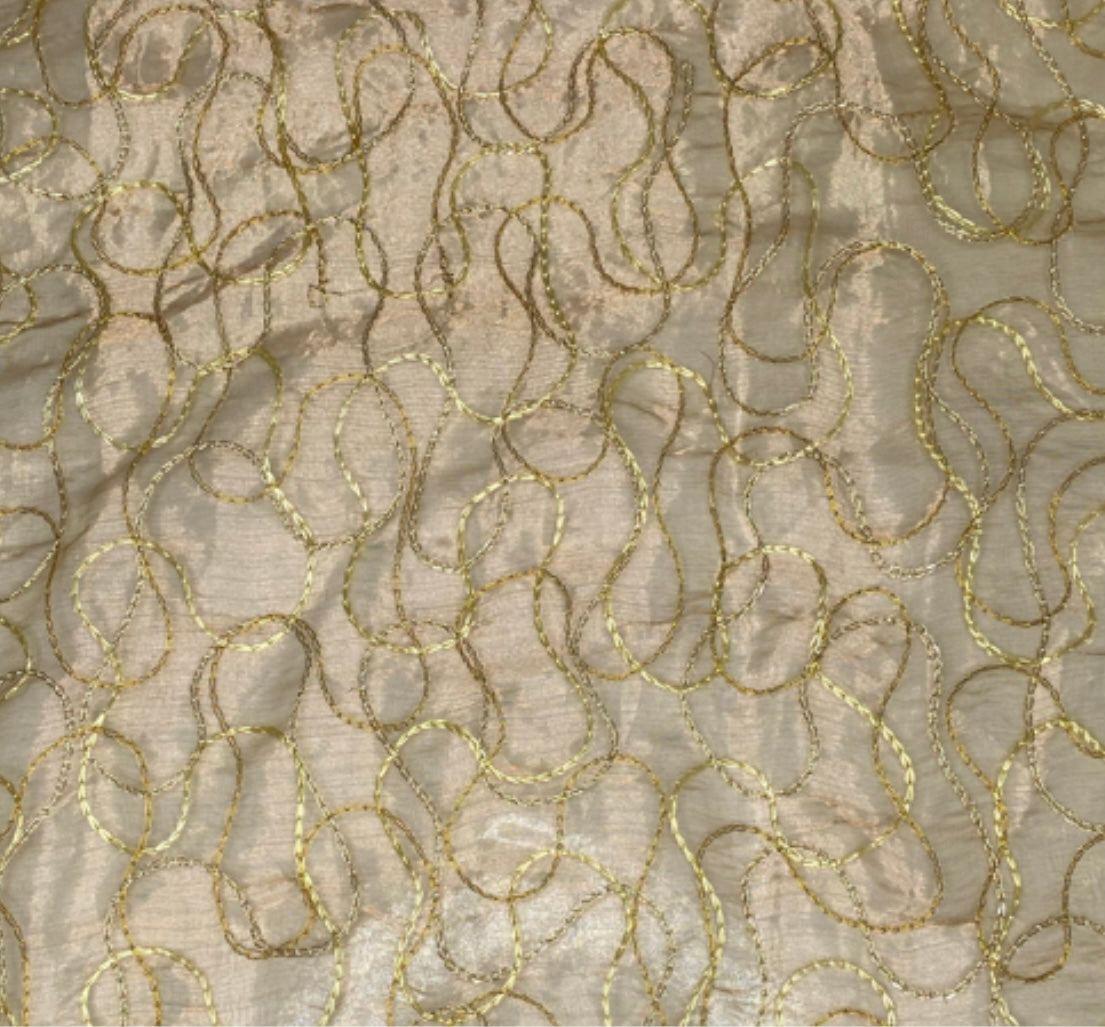 Embroidered Silk Organza - Gold
