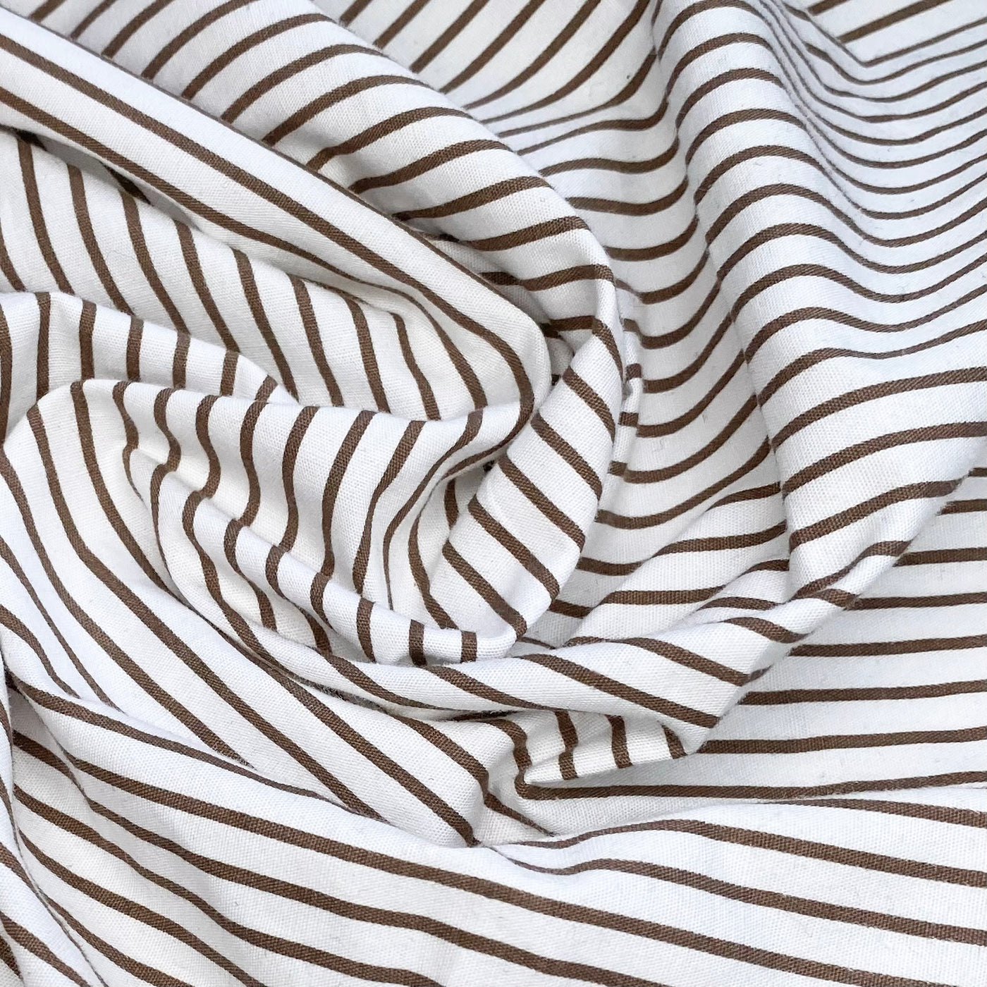 Striped Printed Cotton - White/Brown