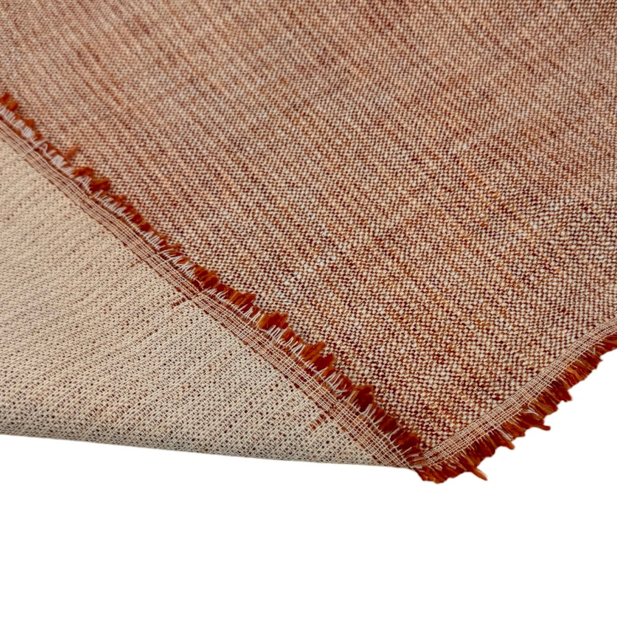Woven Upholstery Remnant - Ivory/Rust/Orange