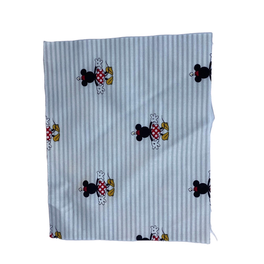 Printed Quilting Cotton Remnant - Minnie Mouse - White/Grey