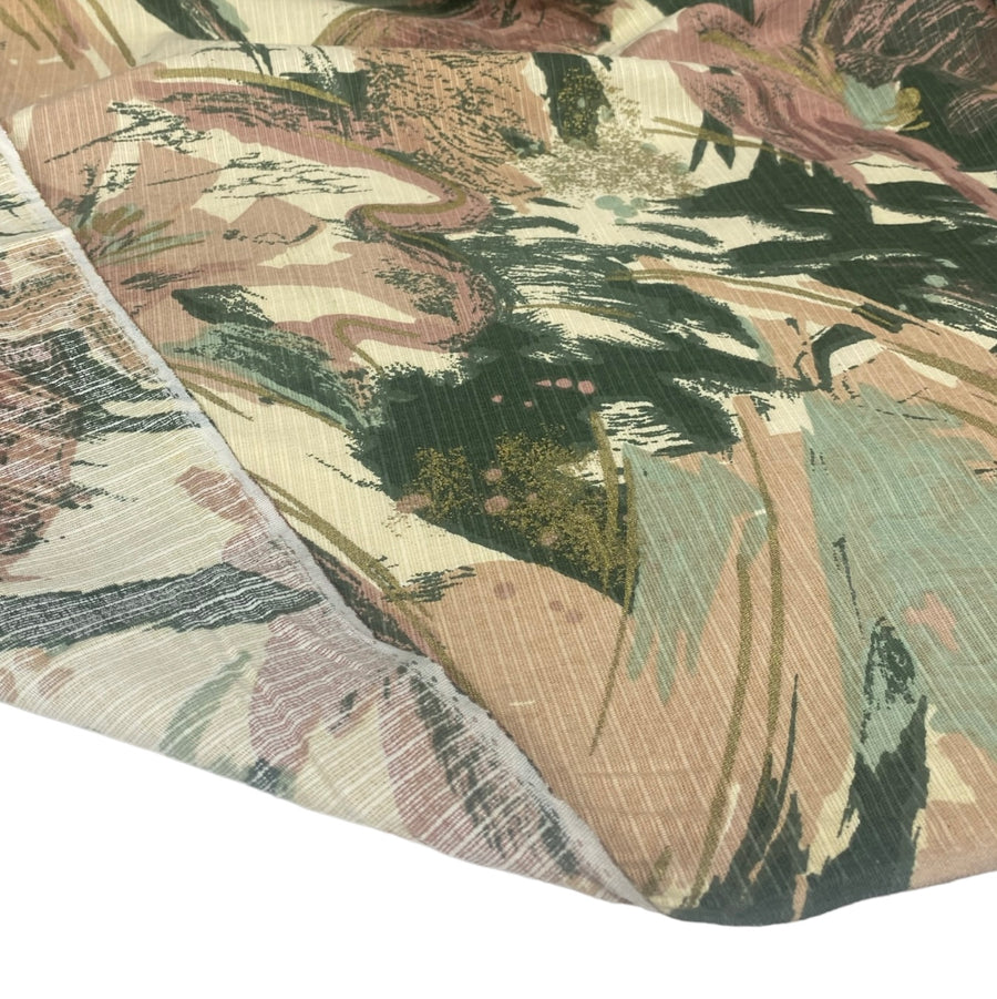 Patterned Upholstery Remnant  - Beige/Green/Pink