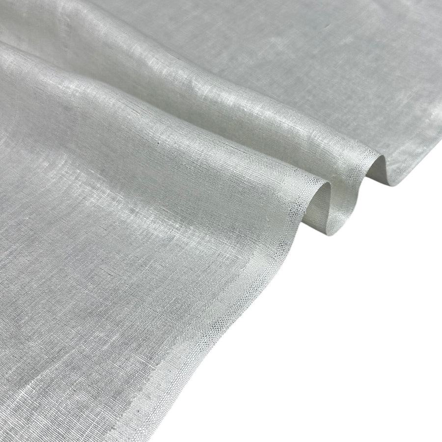 Lightweight Metallic Linen - Silver/White